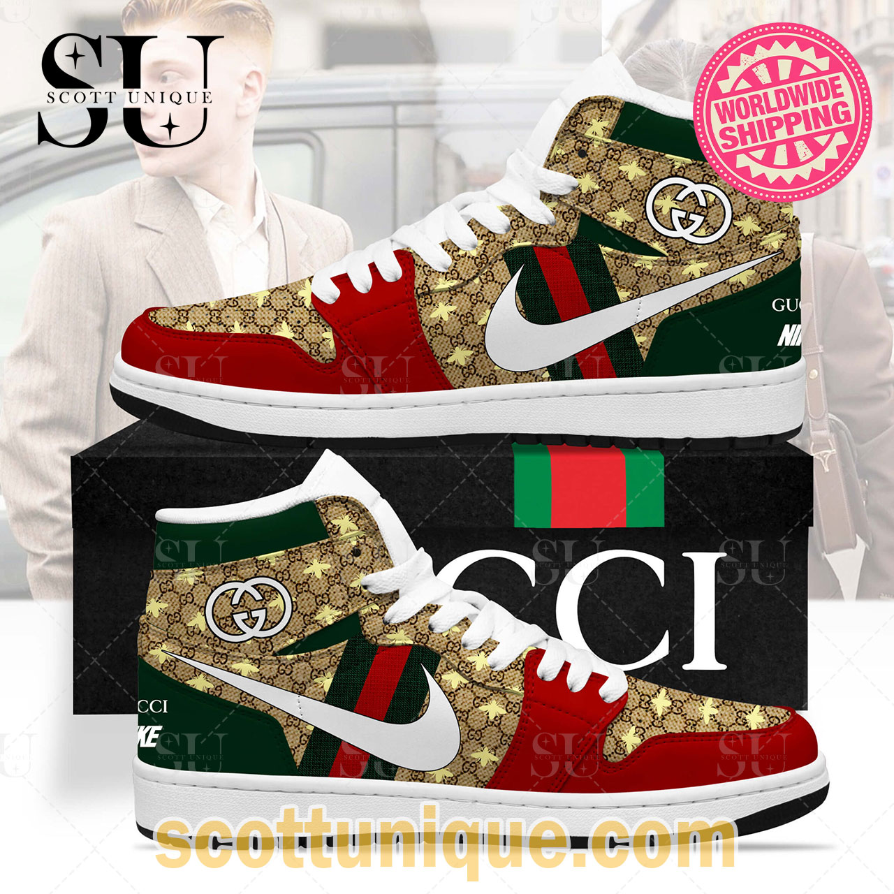 Gucci x Nike Premium Jordan High Top Shoes