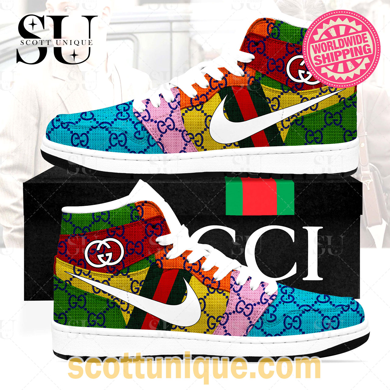 Gucci x Nike Premium Jordan High Top Shoes