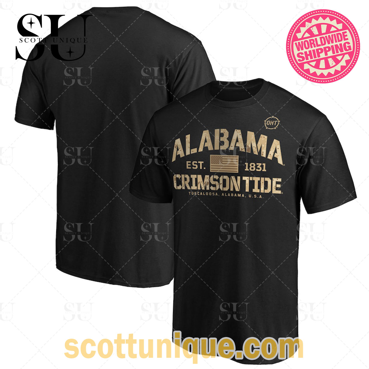 Black Alabama Crimson Tide OHT Military Appreciation Boot Camp T-Shirt