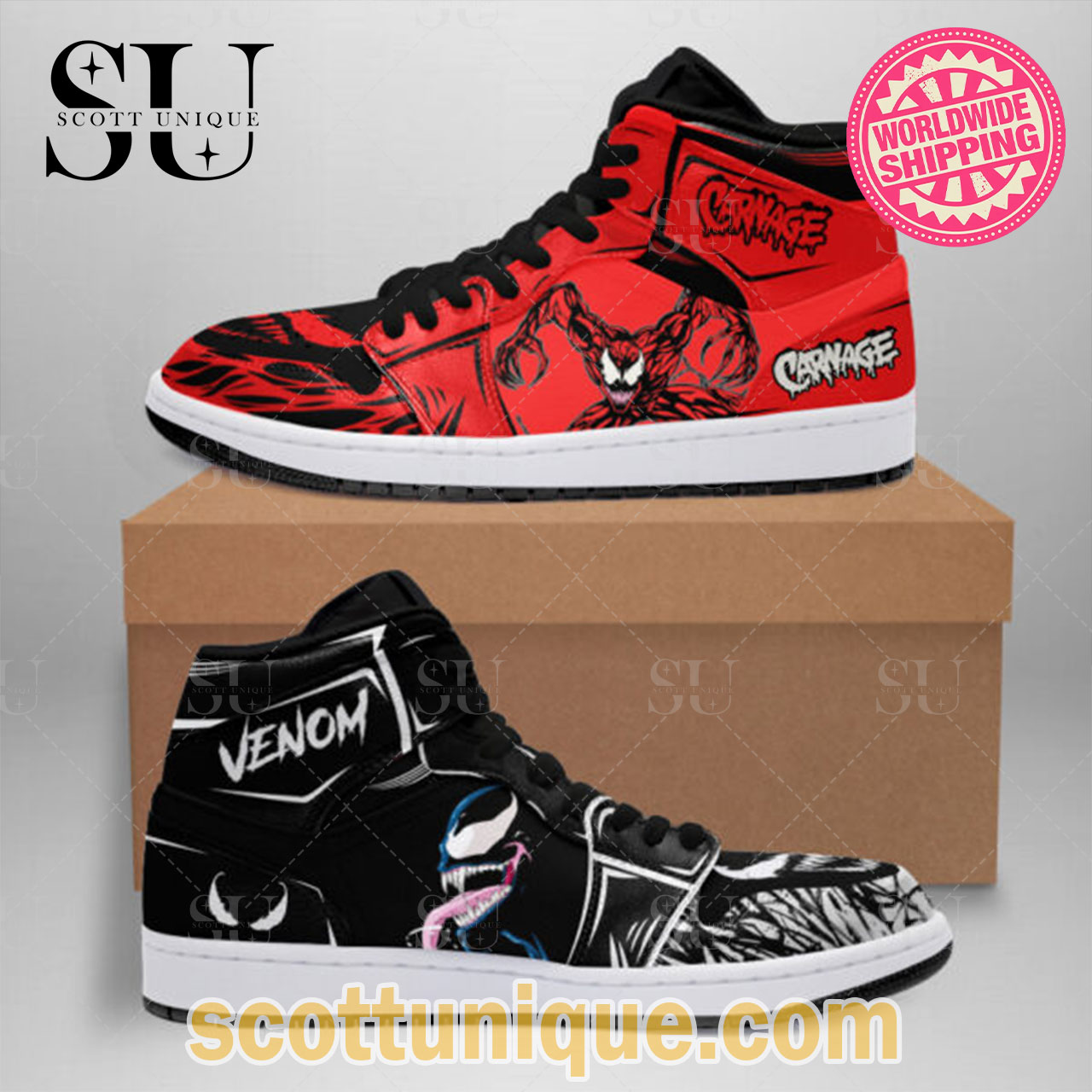 Venom Let There Be Carnage Carnage Air Jordan High Top Shoes