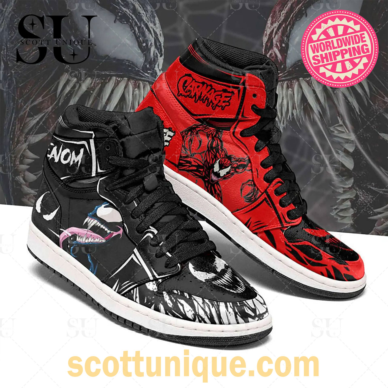 Venom Let There Be Carnage Carnage Air Jordan High Top Shoes