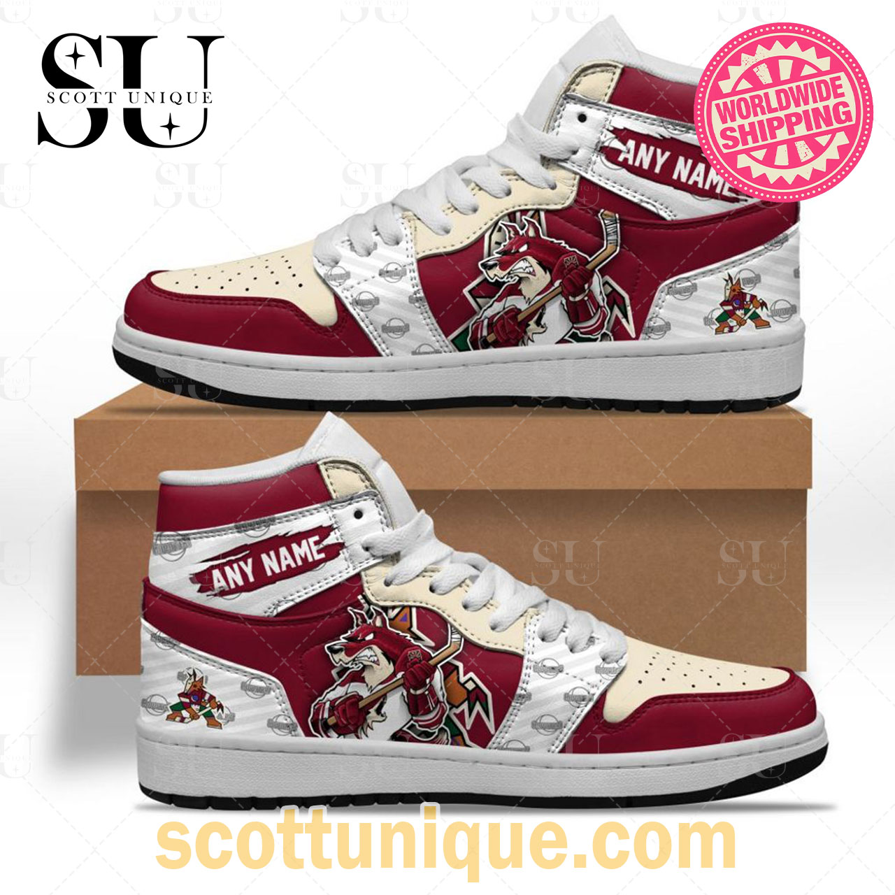 NHL Arizona Coyotes Special Team Mascot Air Jordan 1 High Top Sneakers