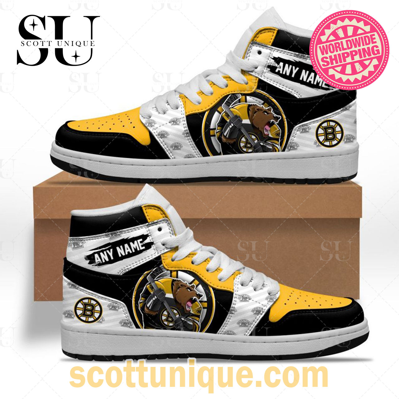 NHL Boston Bruins Special Team Mascot Air Jordan 1 High Top Sneakers