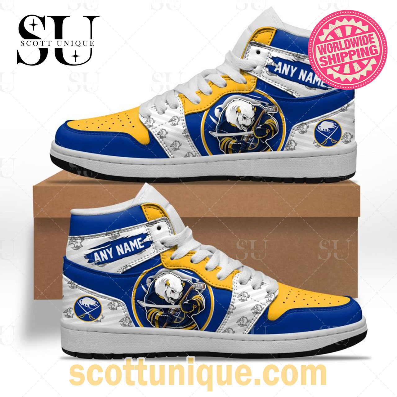 NHL Buffalo Sabres Special Team Mascot Air Jordan 1 High Top Sneakers