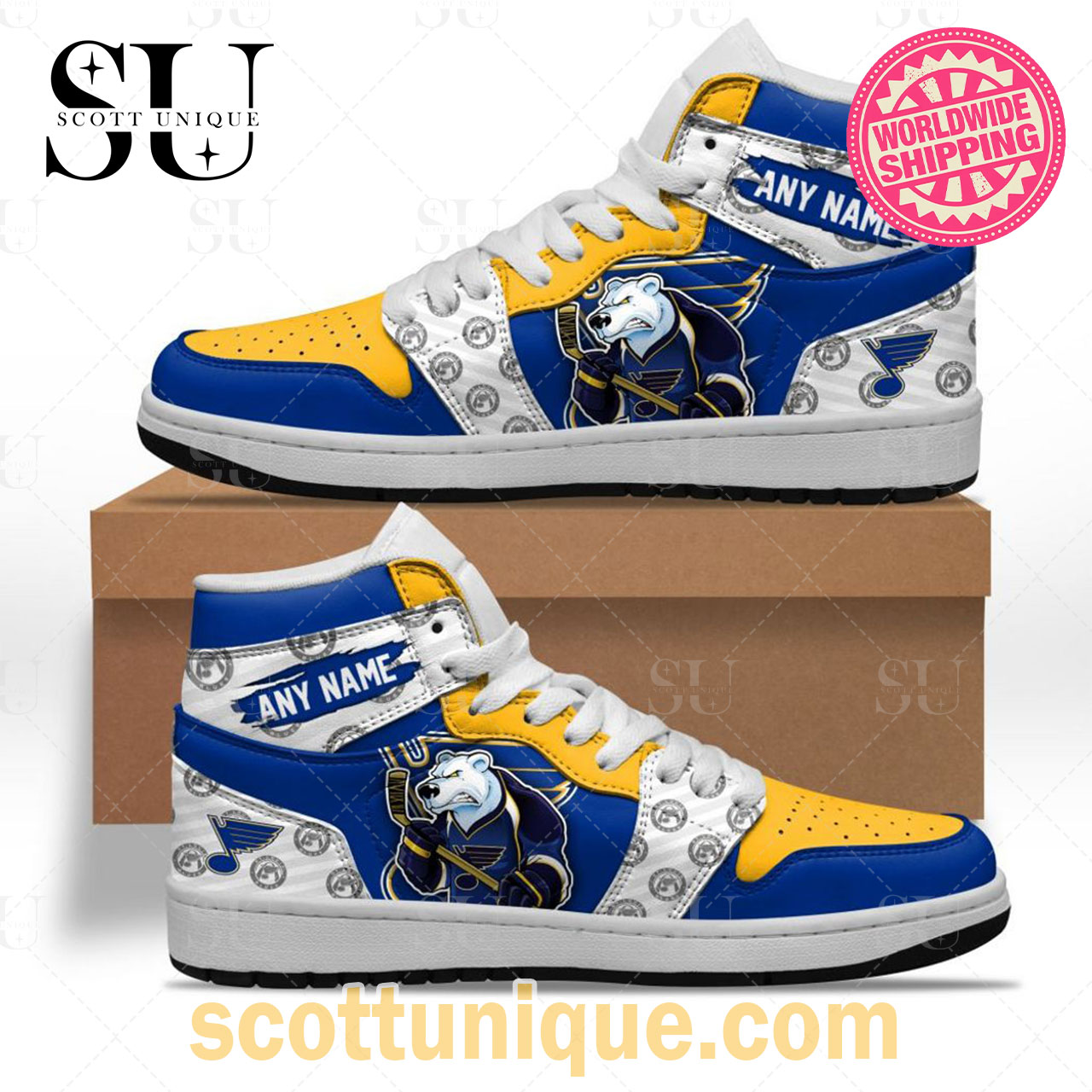 NHL St. Louis Blues Special Team Mascot Air Jordan 1 High Top Sneakers