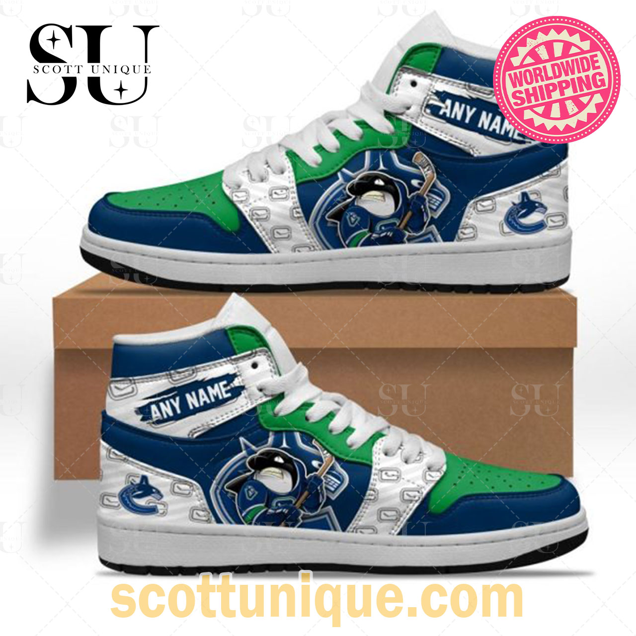 NHL Vancouver Canucks Special Team Mascot Air Jordan 1 High Top Sneakers