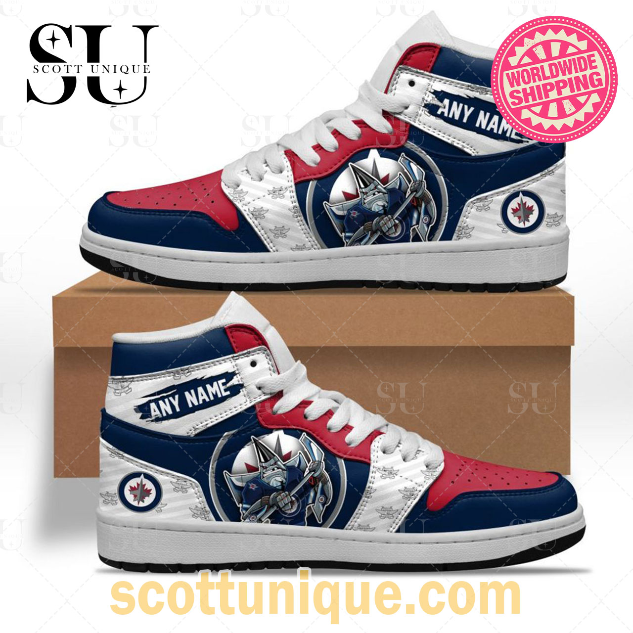 NHL Winnipeg Jets Special Team Mascot Air Jordan 1 High Top Sneakers