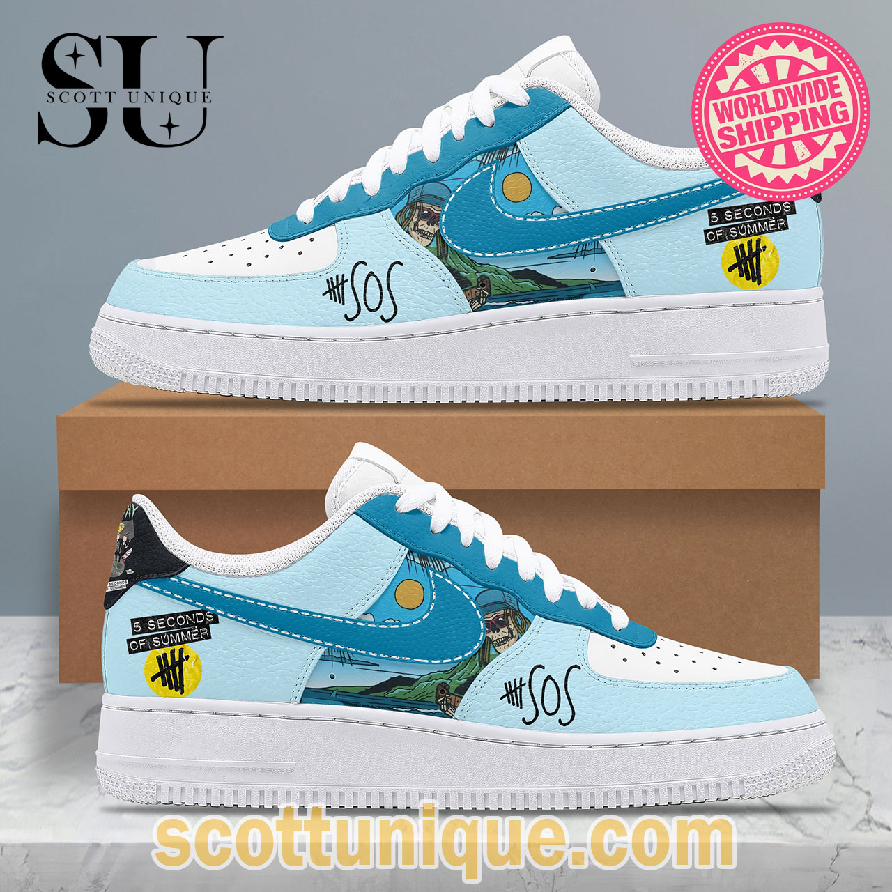 5 Seconds Of Summer Fly Away Premium Nike Air Force 1 Shoes