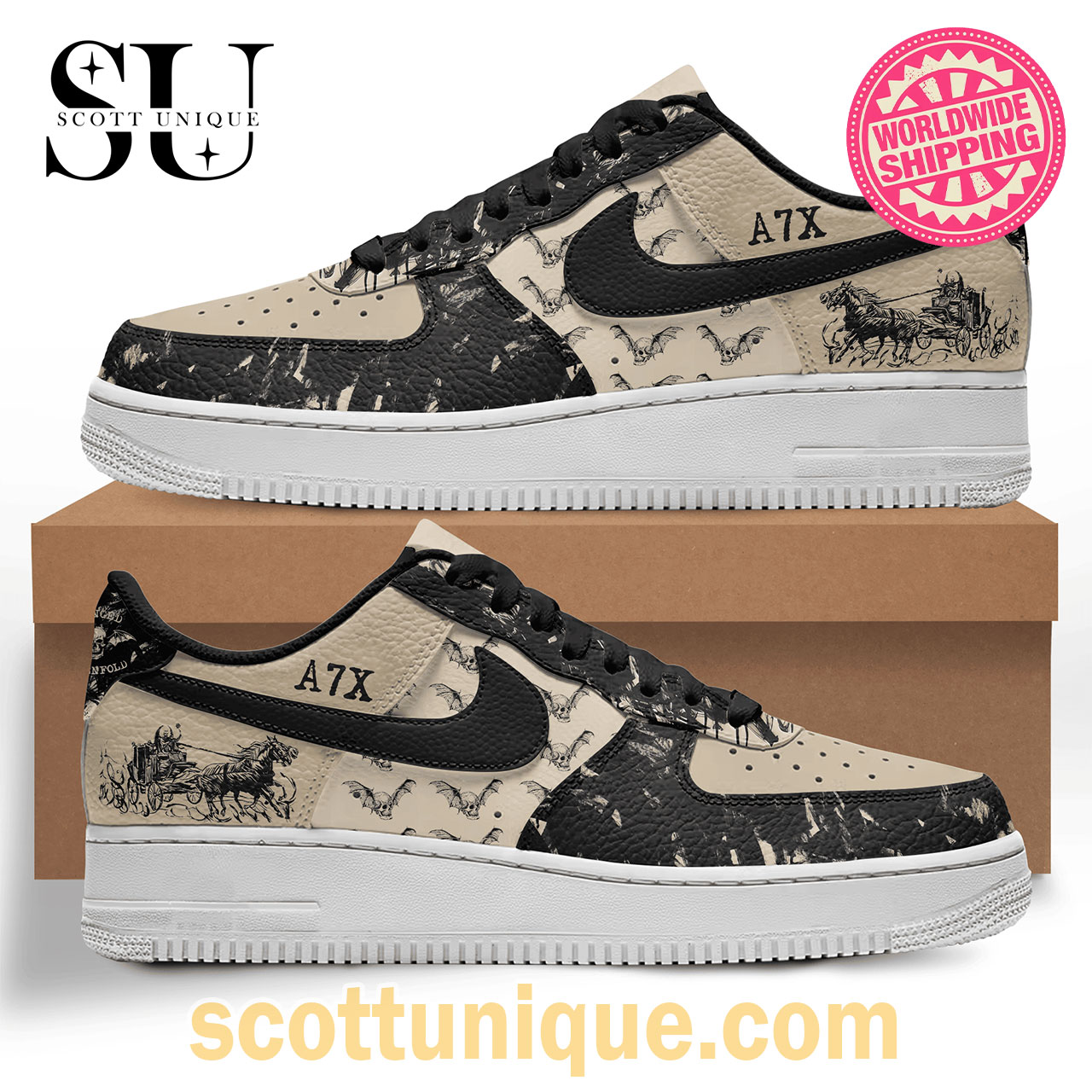 A7X Avenged Sevenfold Album Nike Air Force 1 Shoes