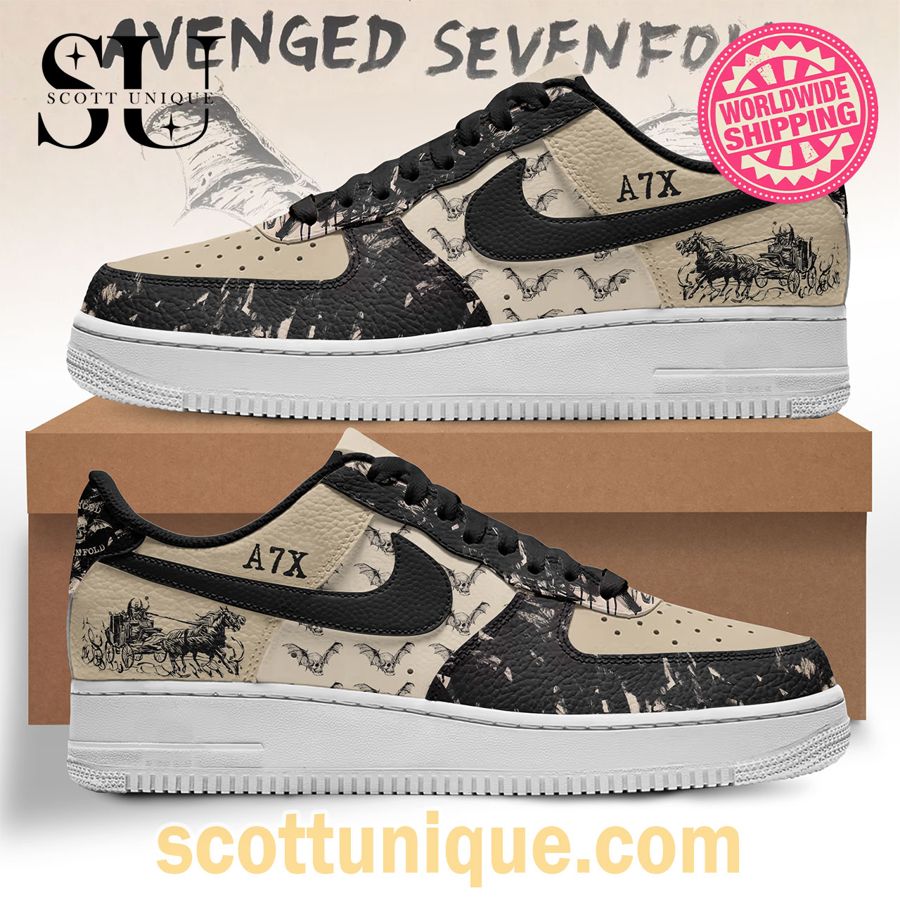 A7X Avenged Sevenfold Album Nike Air Force 1 Shoes