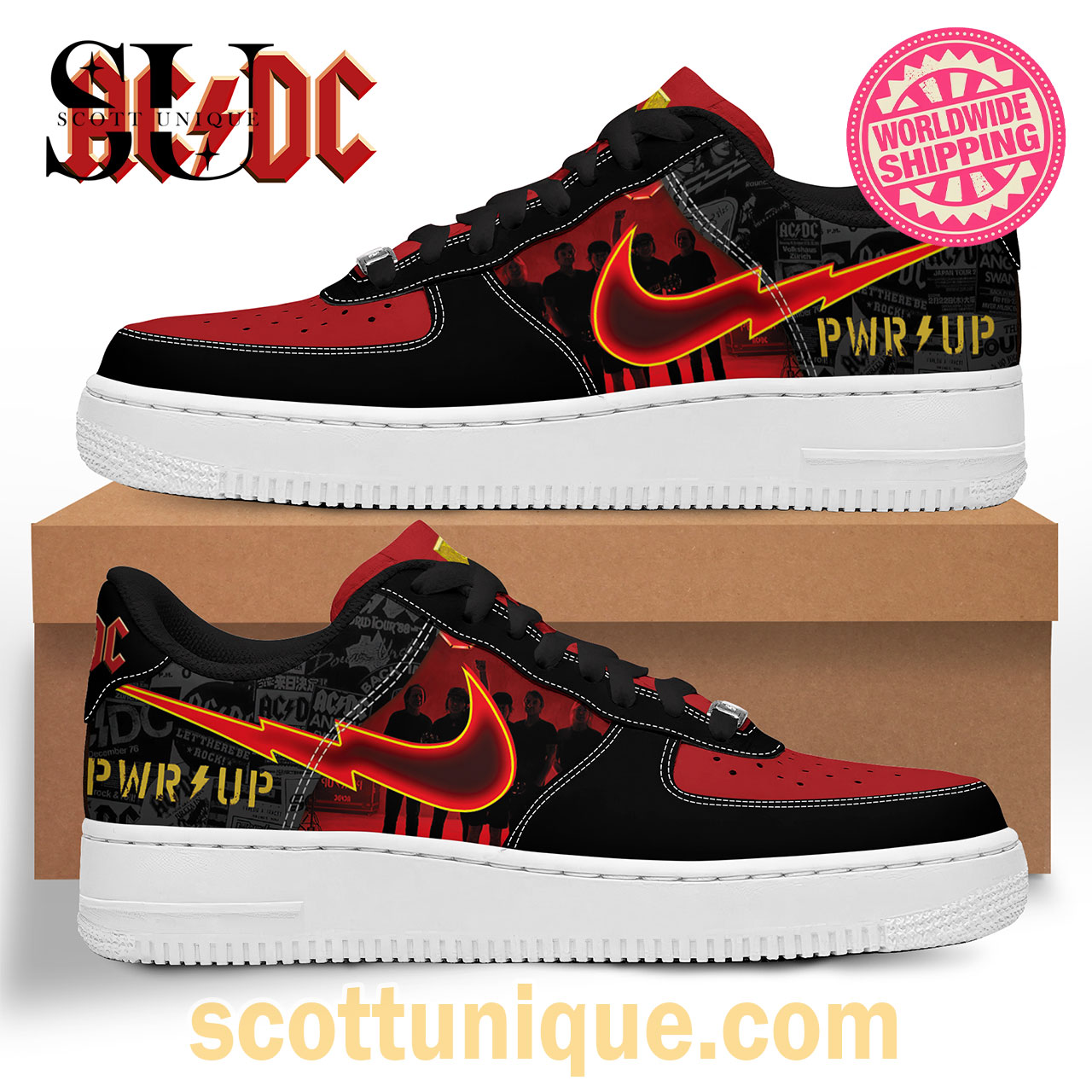 ACDC TOUR PWR UP Premium Nike Air Force 1 Shoes