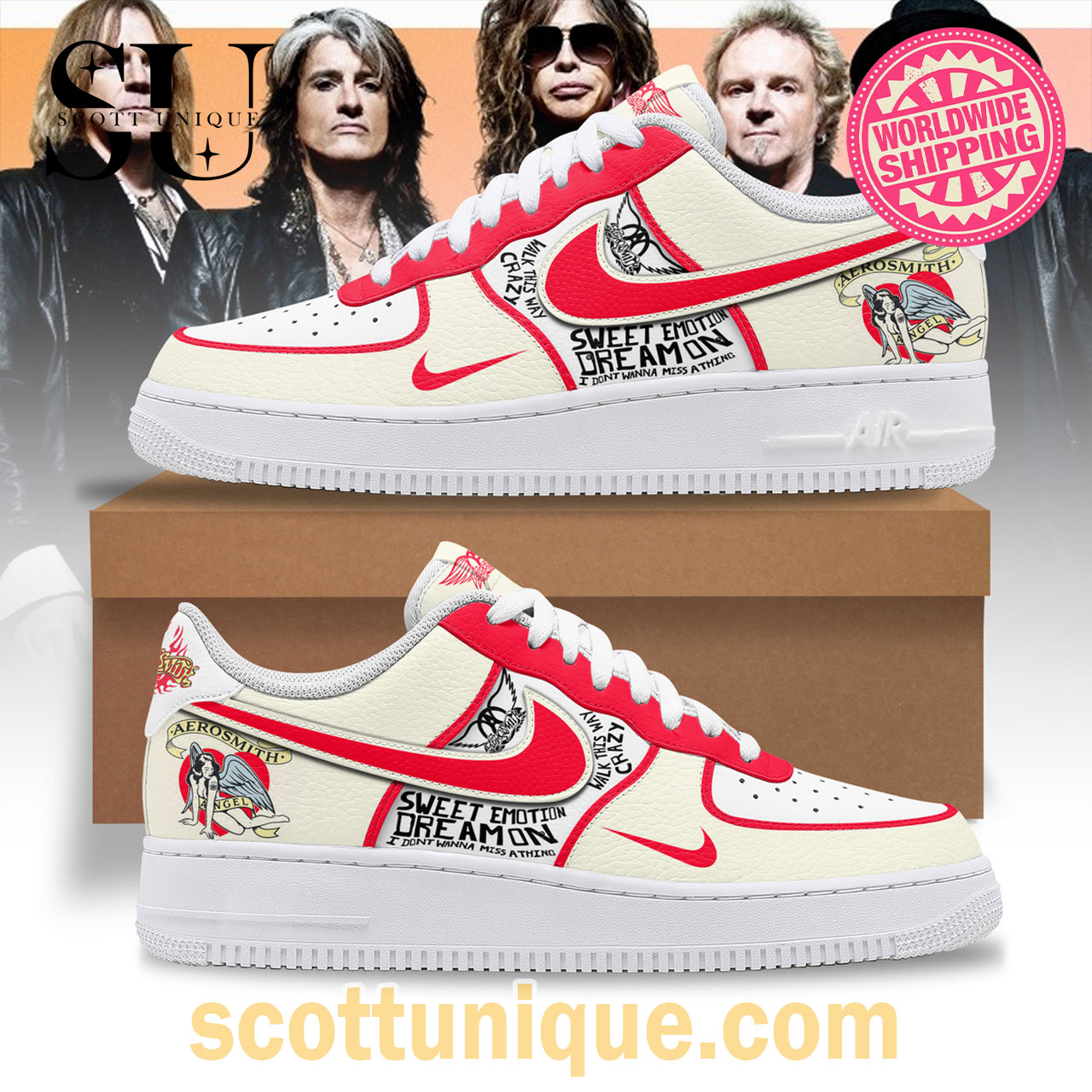 Aerosmith Sweet Emottion Premium Air Force 1 Shoes