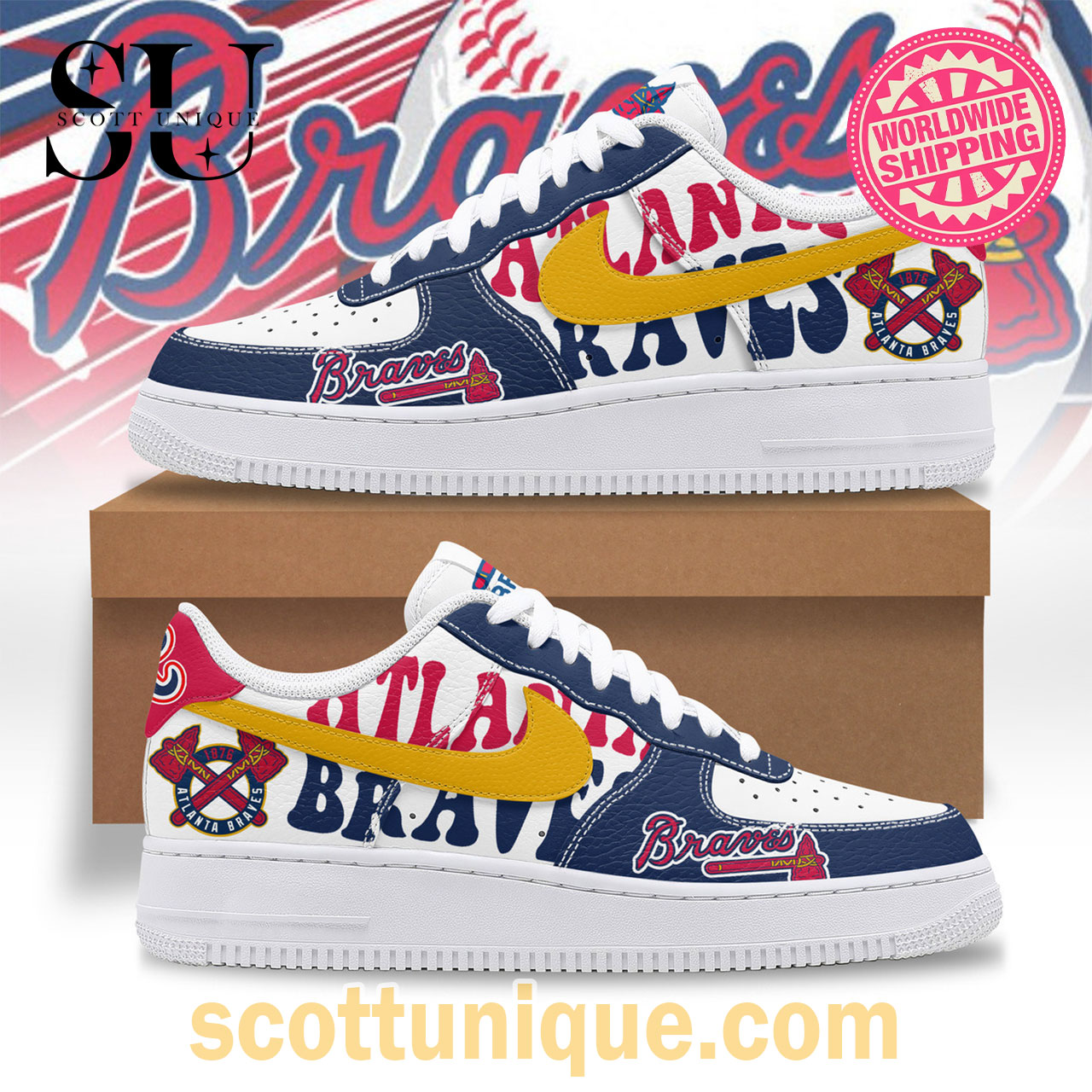 Atlanta Braves Premium Nike Air Force 1 Shoes