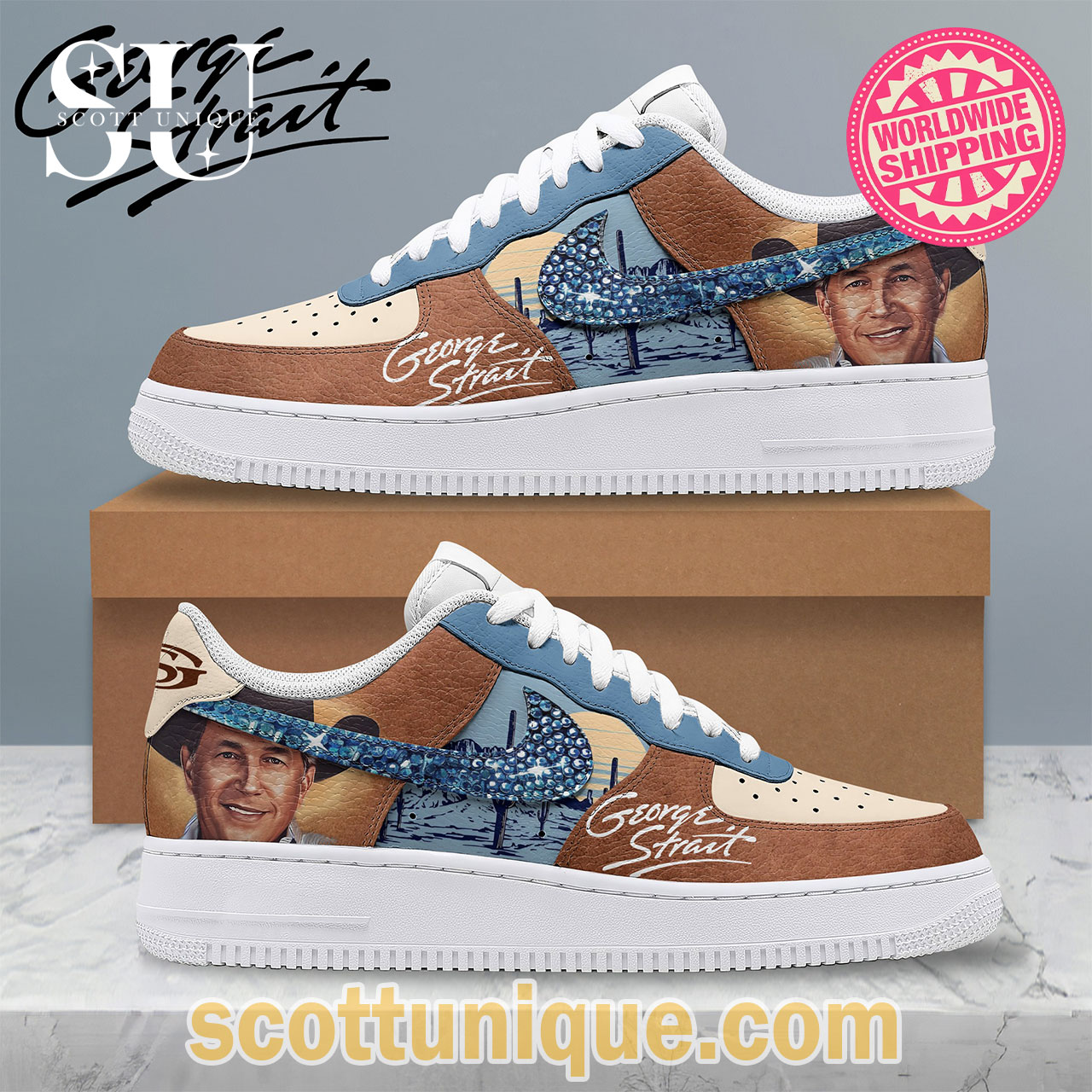 George Strait Vintage Premium Nike Air Force 1 Shoes