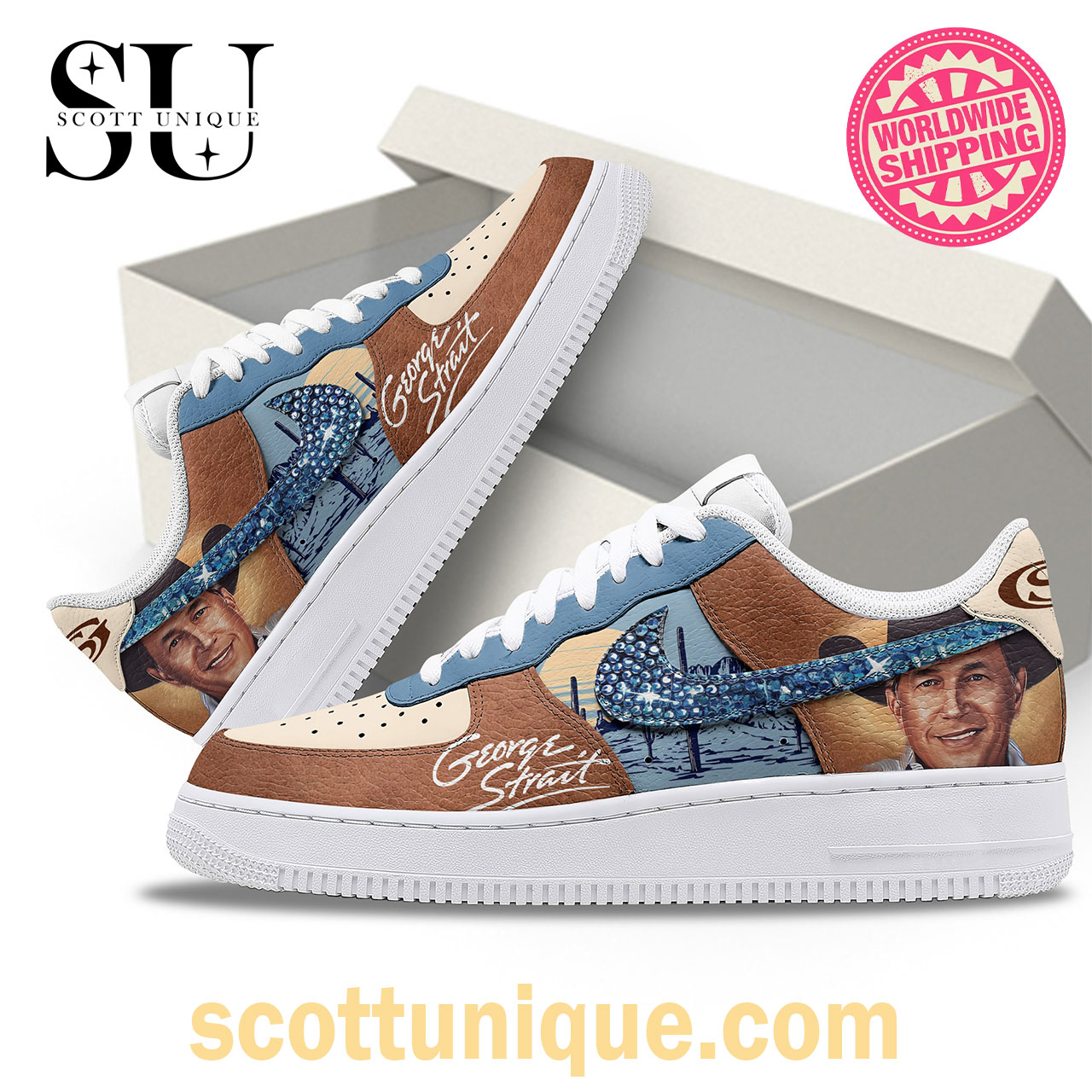 George Strait Vintage Premium Nike Air Force 1 Shoes