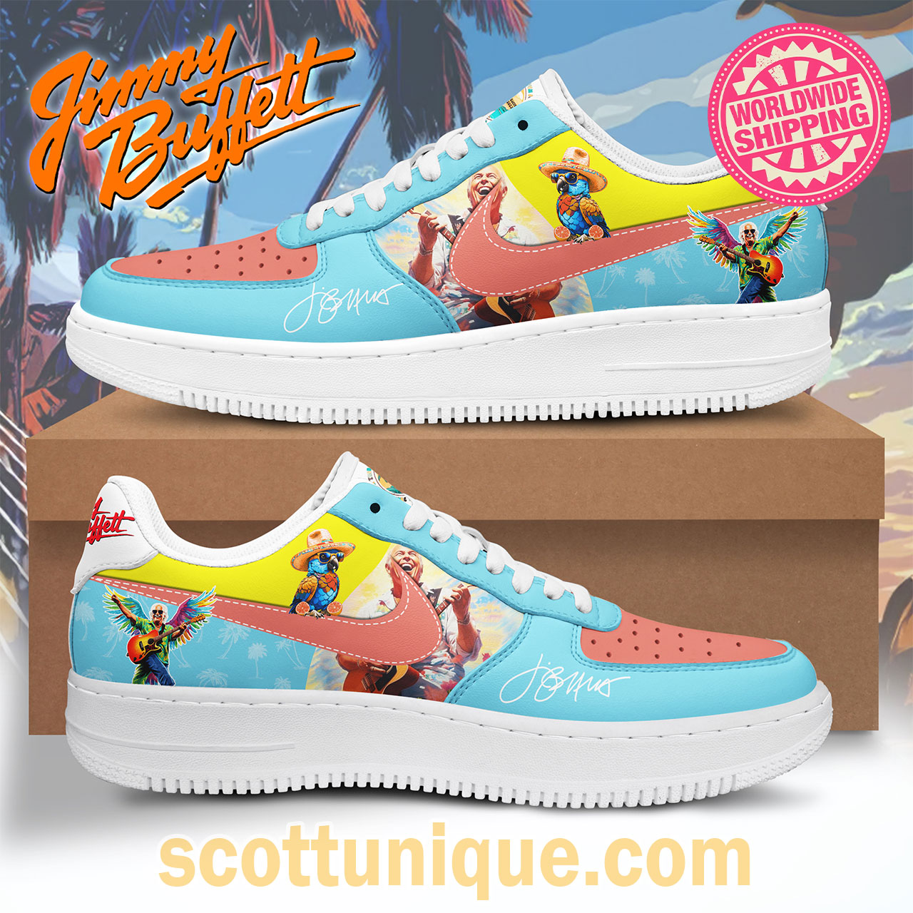 Jimmy Buffett Margaritaville Aloha Sky Premium Nike Air Force 1 Shoes