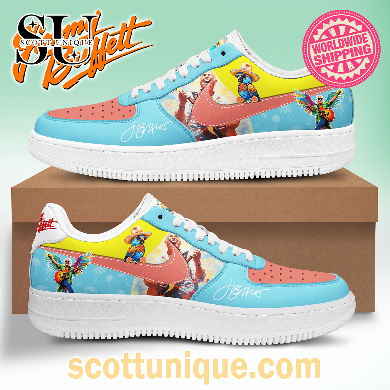 Jimmy Buffett Margaritaville Aloha Sky Premium Nike Air Force 1 Shoes