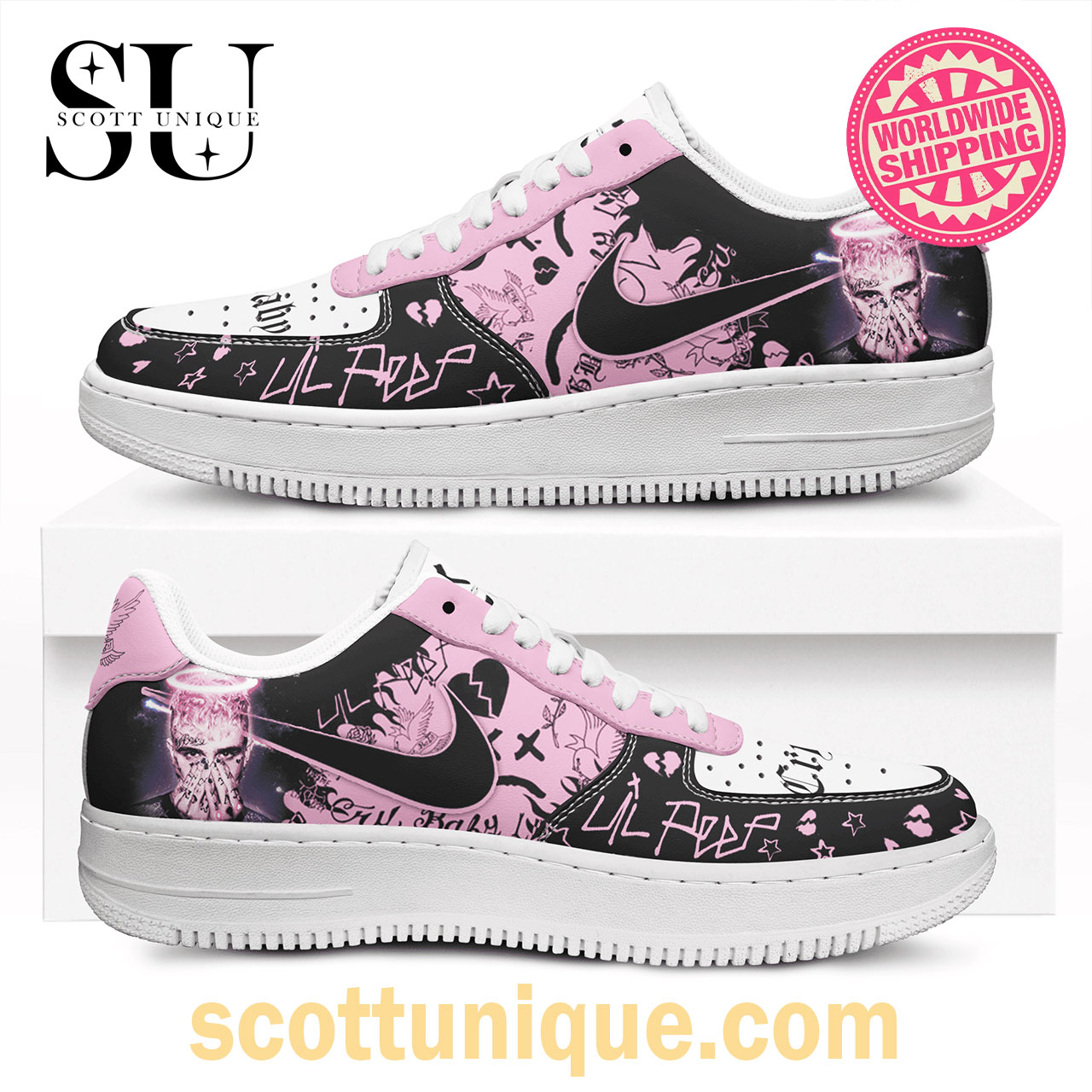 Lil Peep Pink Premium Air Force 1 Shoes