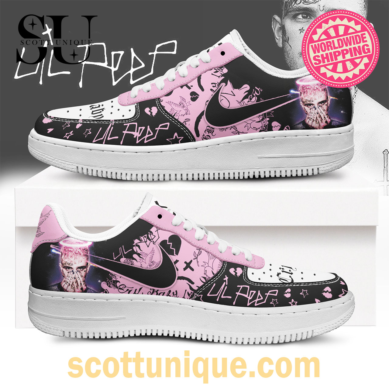 Lil Peep Pink Premium Air Force 1 Shoes