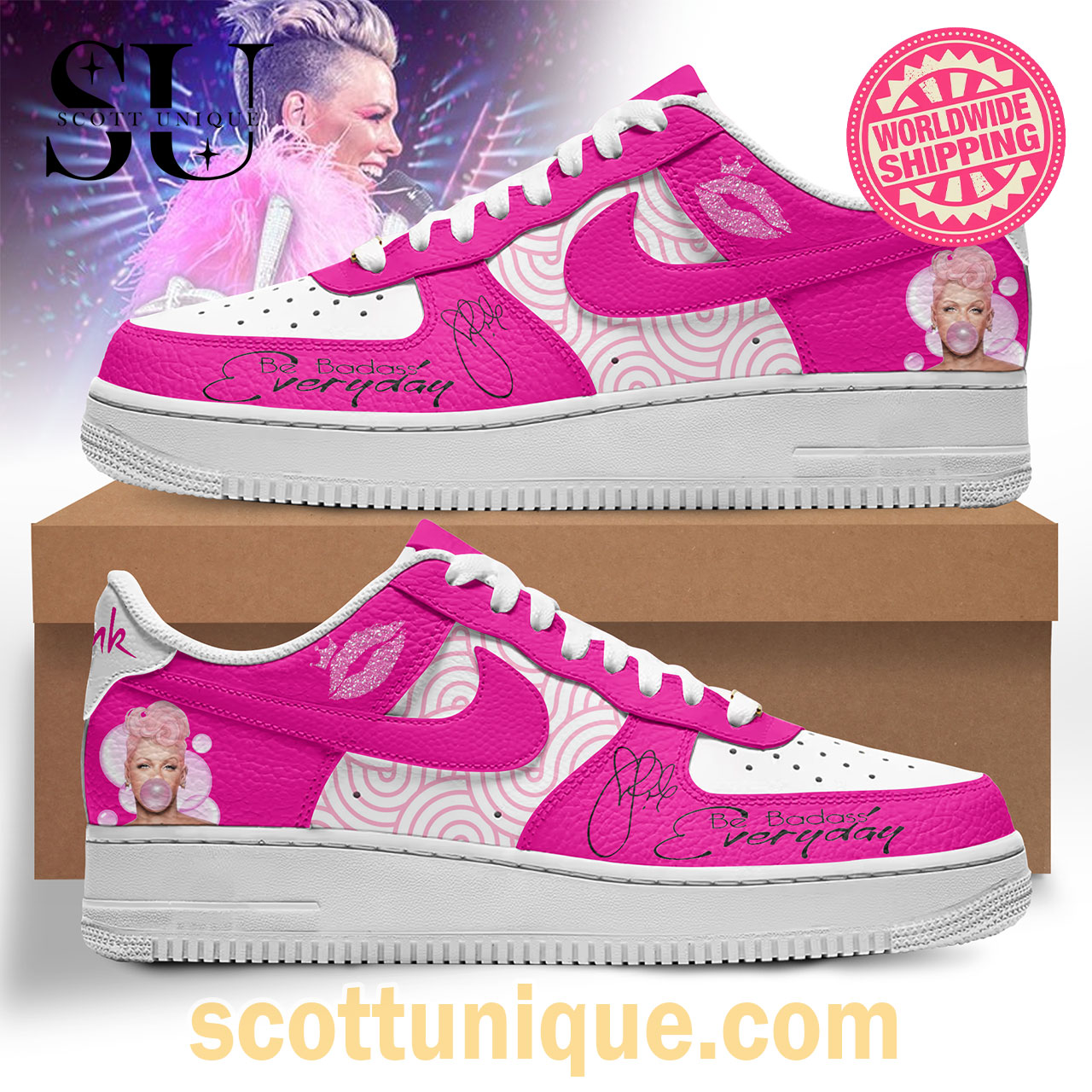 Pink Be Badass Everyday Premium Air Force 1 Shoes
