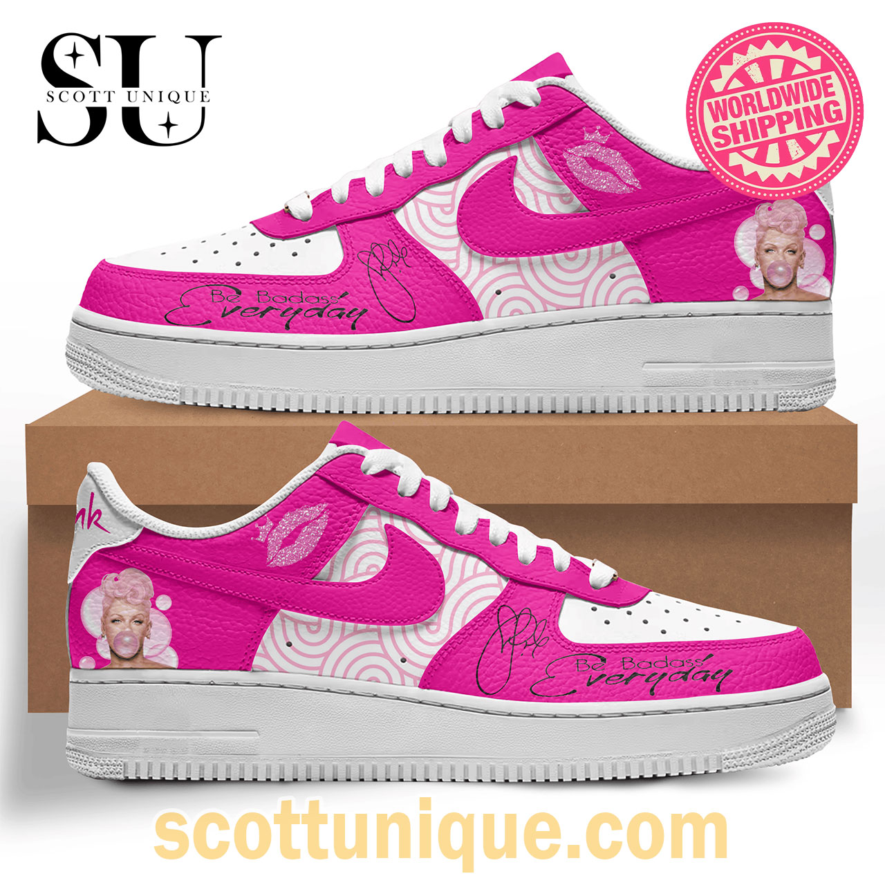Pink Be Badass Everyday Premium Air Force 1 Shoes