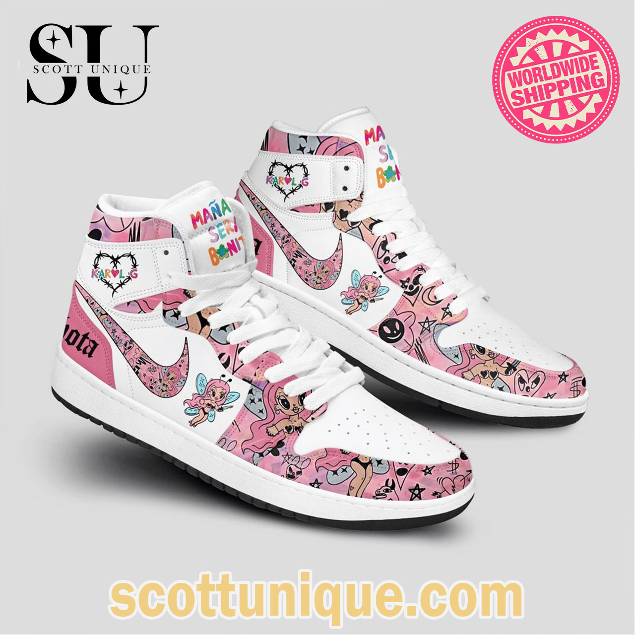 Pink Bichota Nike Air Jordan 1 High Top Sneakers