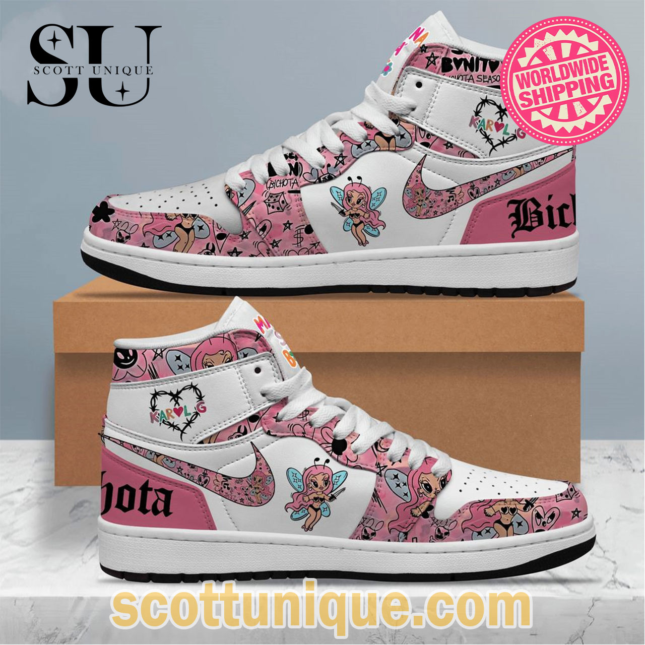 Pink Bichota Nike Air Jordan 1 High Top Sneakers