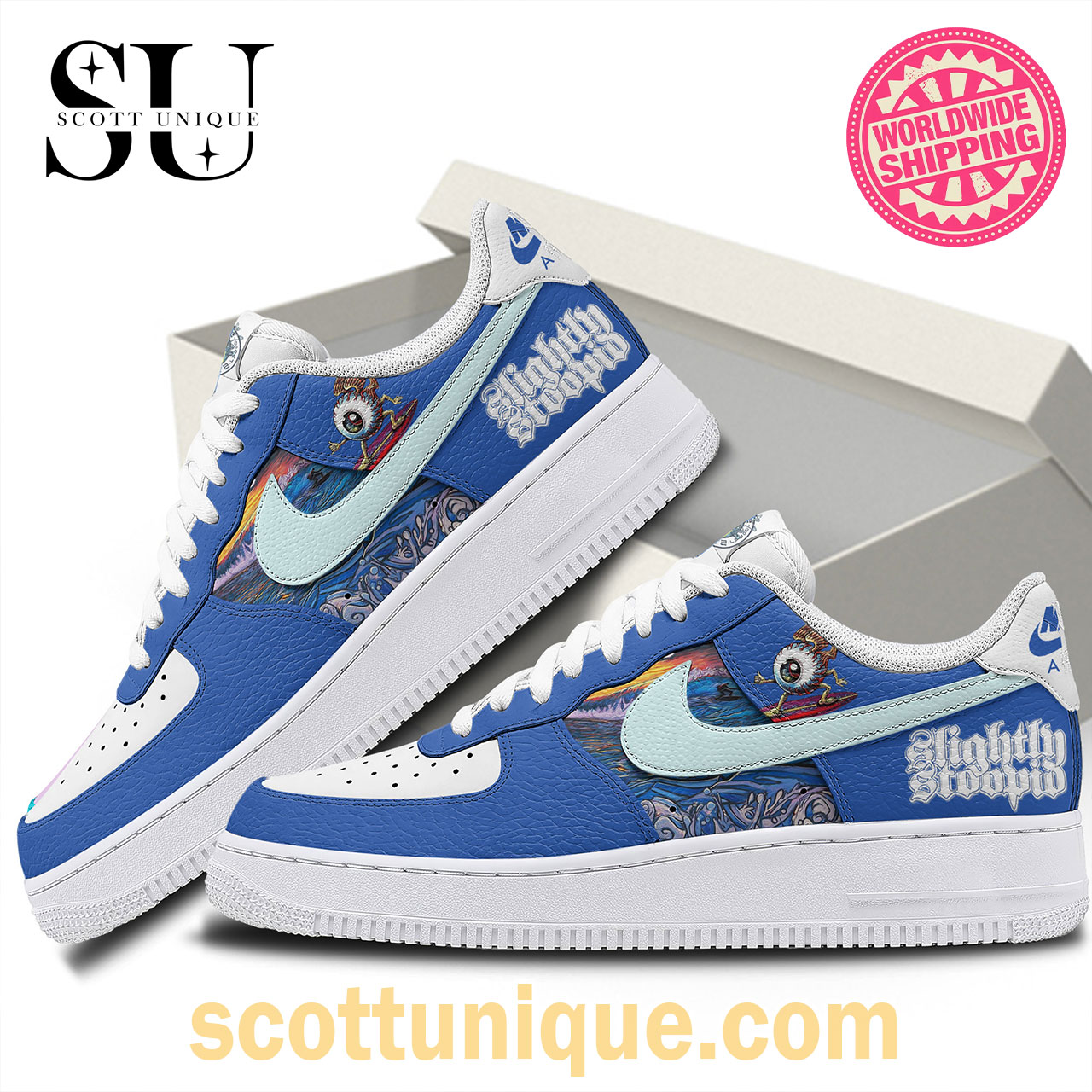 Slightly Stoopid Ocean Wavy Premium Air Force 1 Shoes