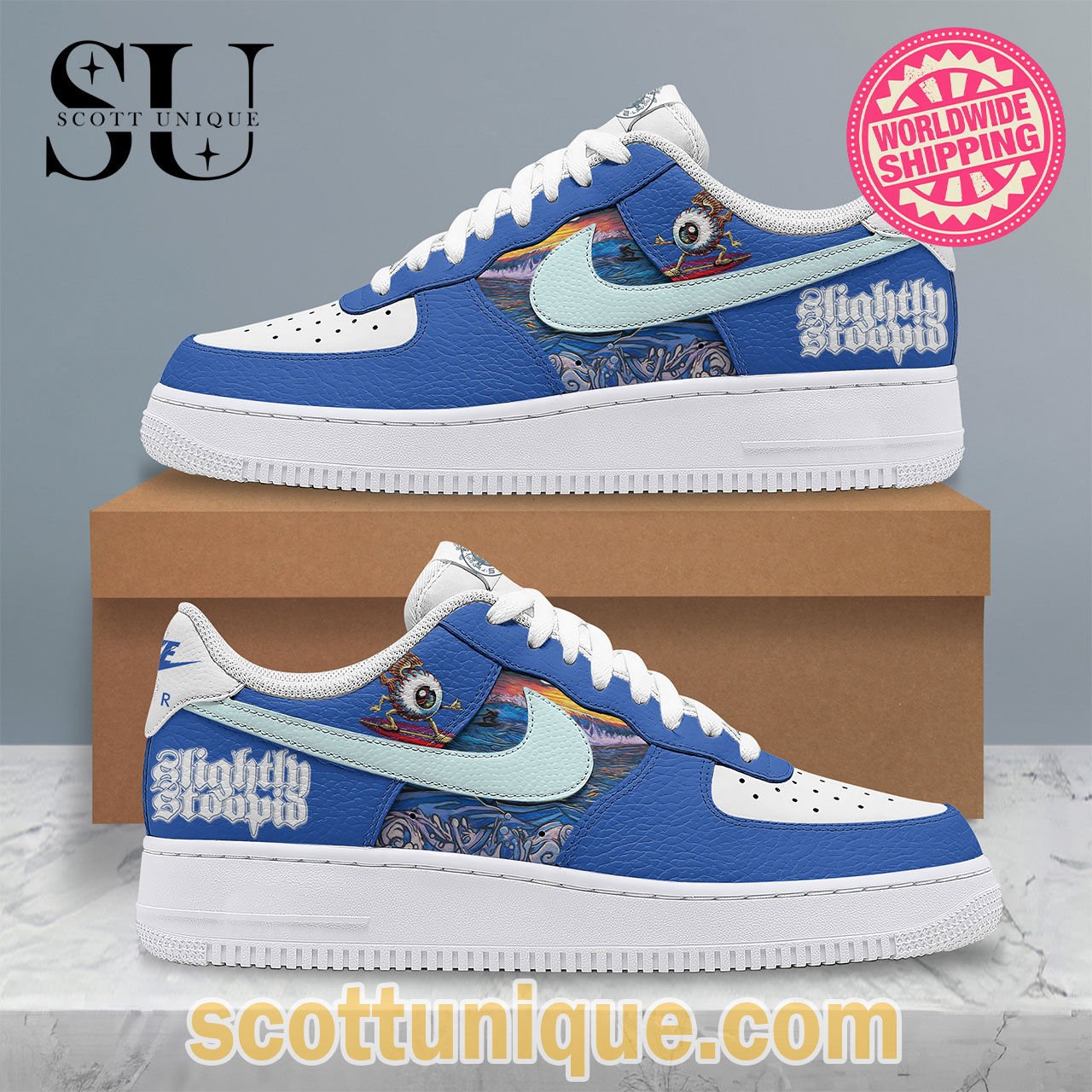 Slightly Stoopid Ocean Wavy Premium Air Force 1 Shoes