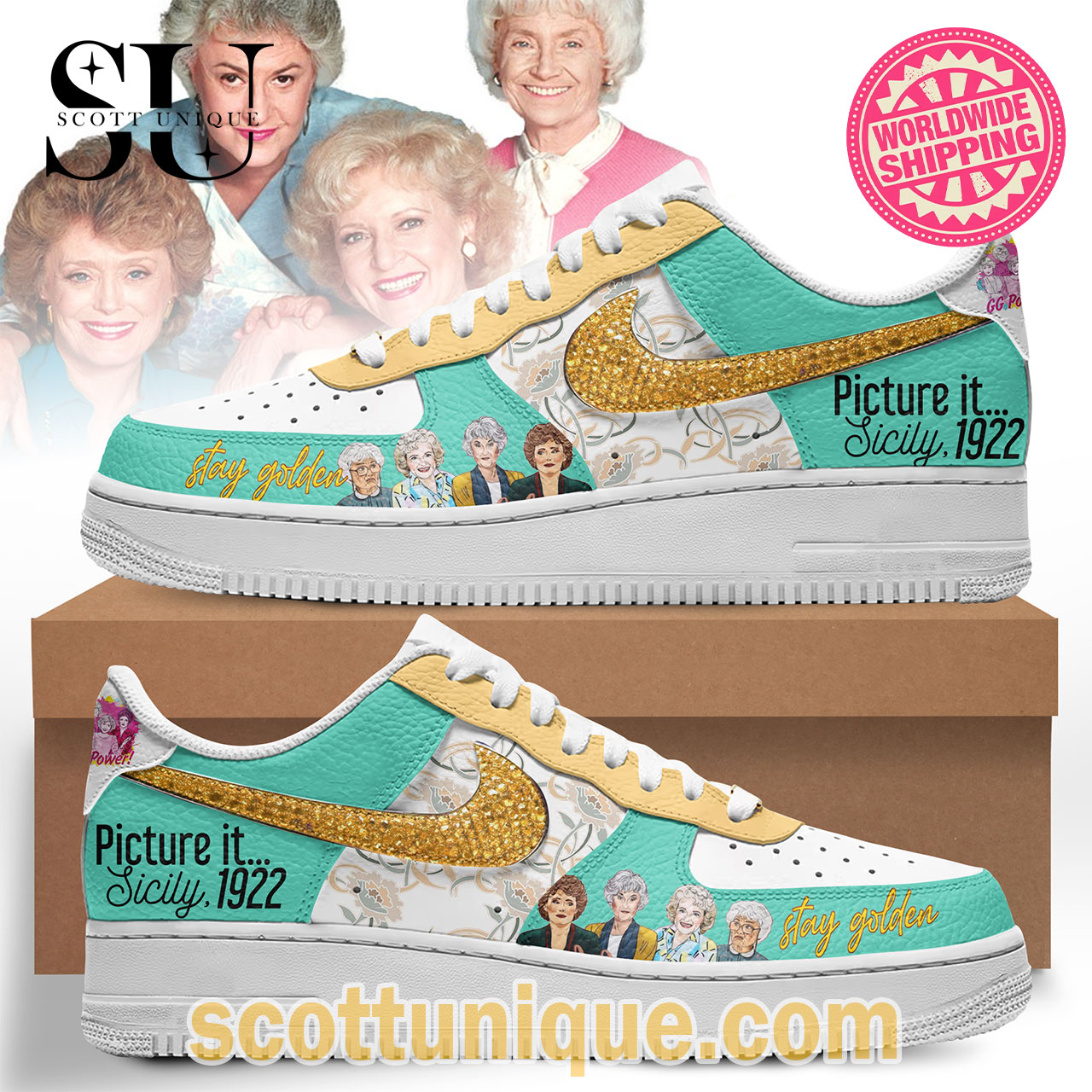 Stay Golden Picture It Sicily 1922 Premium Air Force 1 Shoes