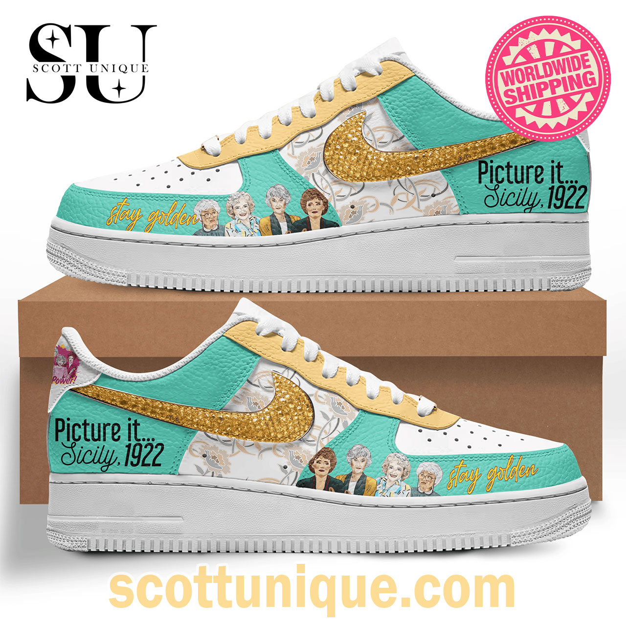 Stay Golden Picture It Sicily 1922 Premium Air Force 1 Shoes