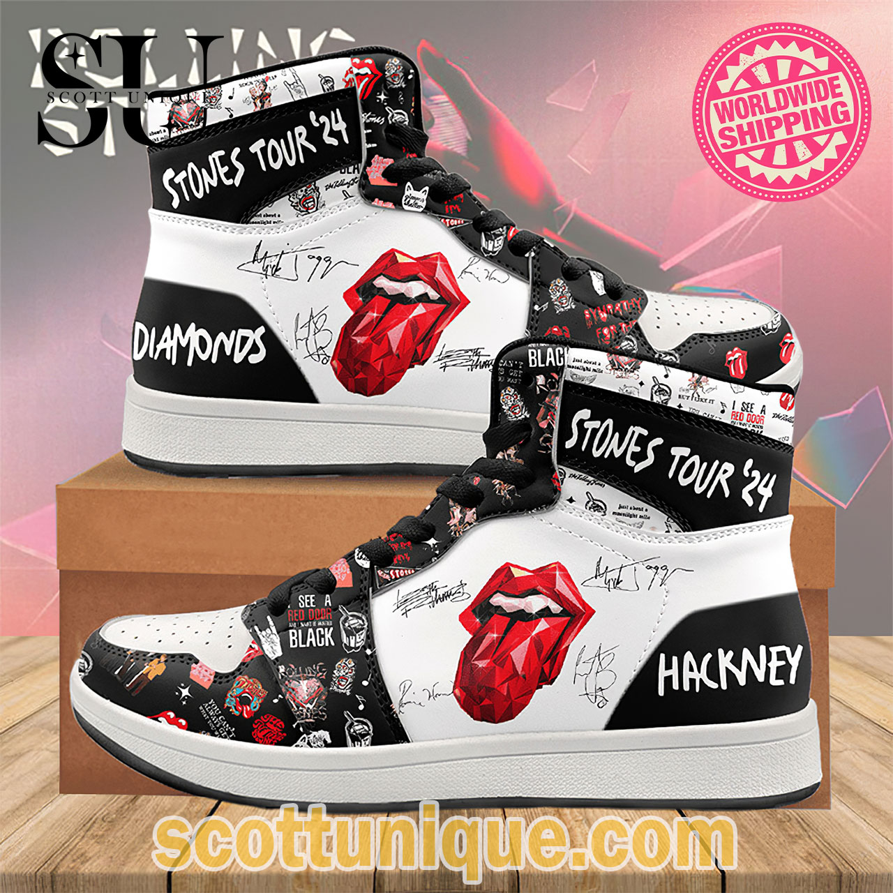 Limited Stones Tour ’24 Hackney Diamonds Signature Nike Air Jordan 1 Sneakers