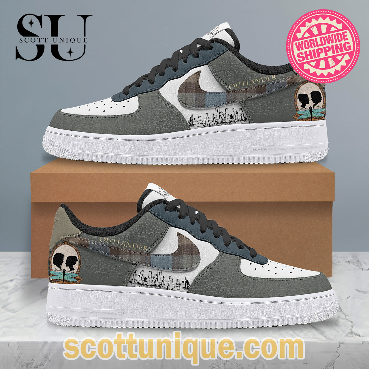 The Outlander Band Grey Premium Air Force 1 Shoes