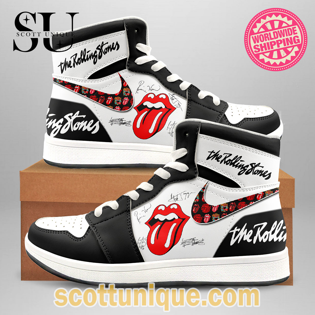 Premium Limited The Rolling Stones Signature Air Jordan 1 Sneakers
