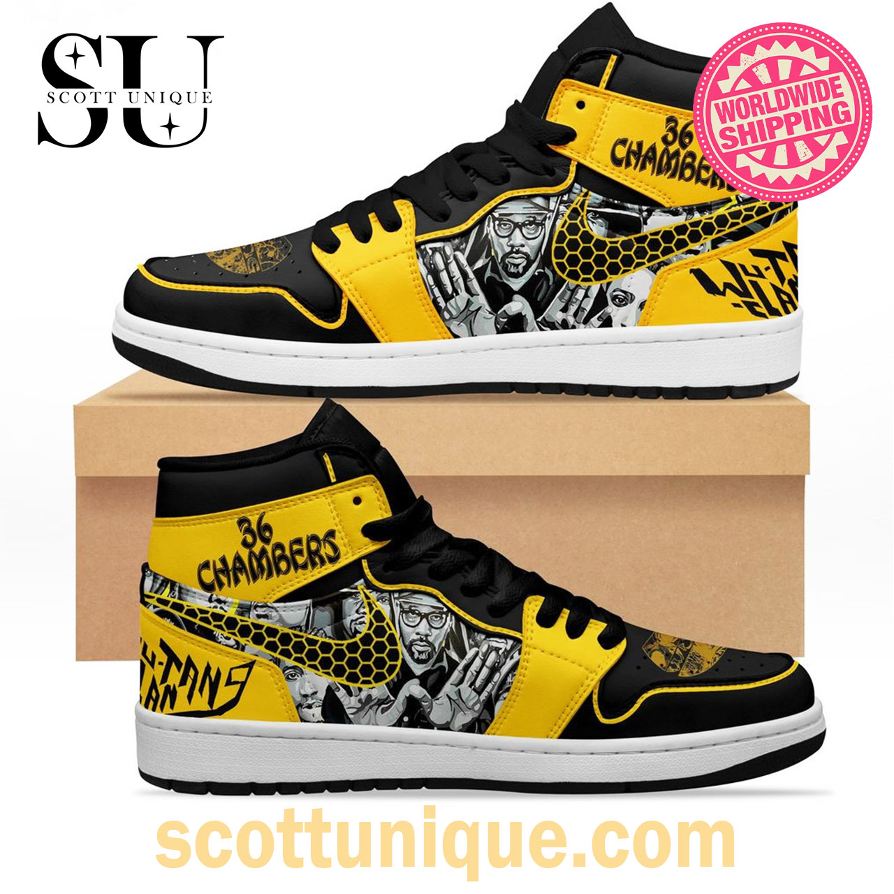 Wu Tang 36 Chambers Nike Air Jordan 1 High Top Sneakers