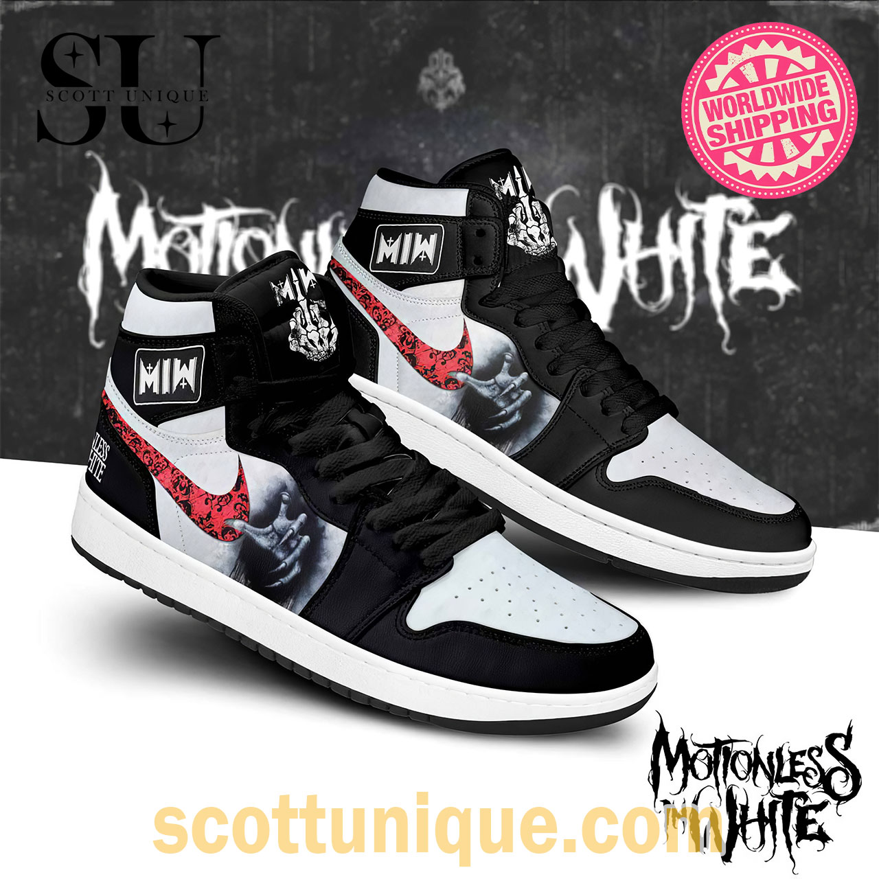 Motionless In White Horror Unique Air Jordan 1 Sneakers