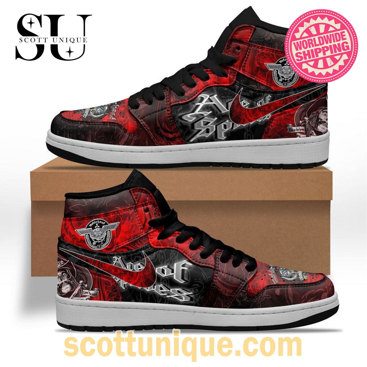 Ace of Spades Motorhead Nike Air Jordan 1 High Top Sneaker