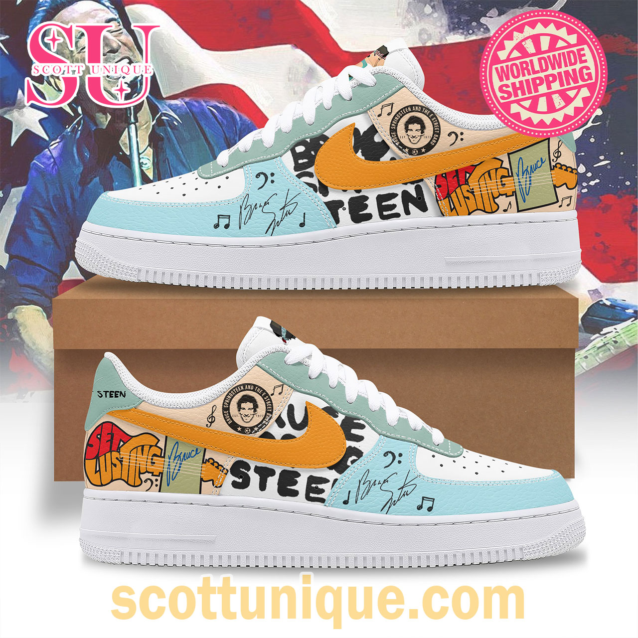 Bruce Springsteen Signature Premium Air Force 1 Shoes