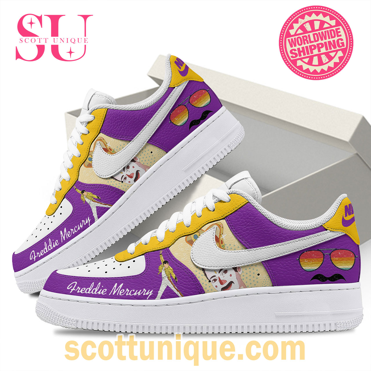 Freddie Mercury Purple Premium Nike Air Force 1 Shoes