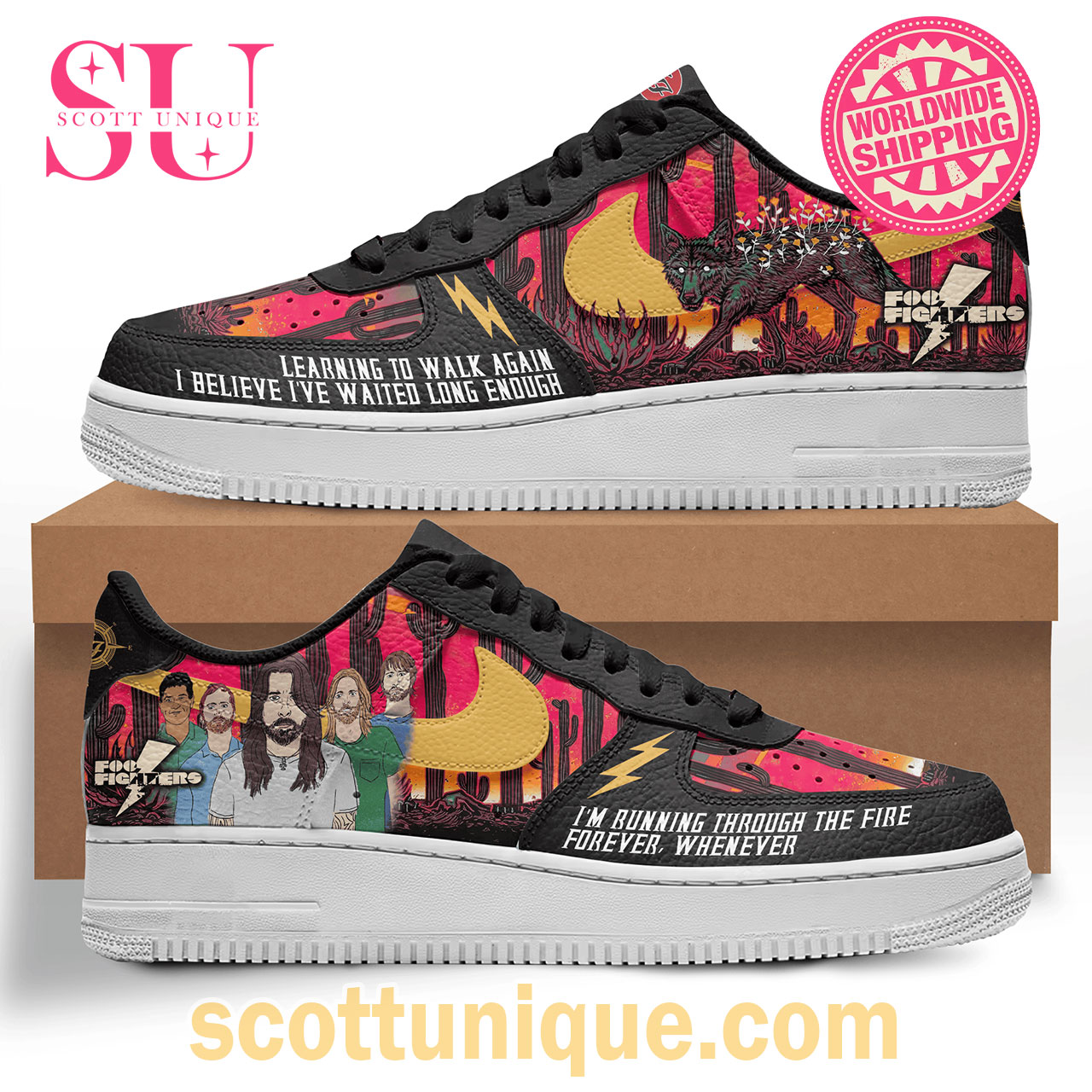 Limited Edition Foo Fighters Walk Song Nike Air Force 1 Shoes