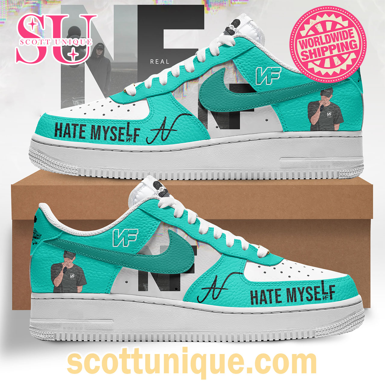 NF Hate Myself Cyan Premium Nike Air Force 1