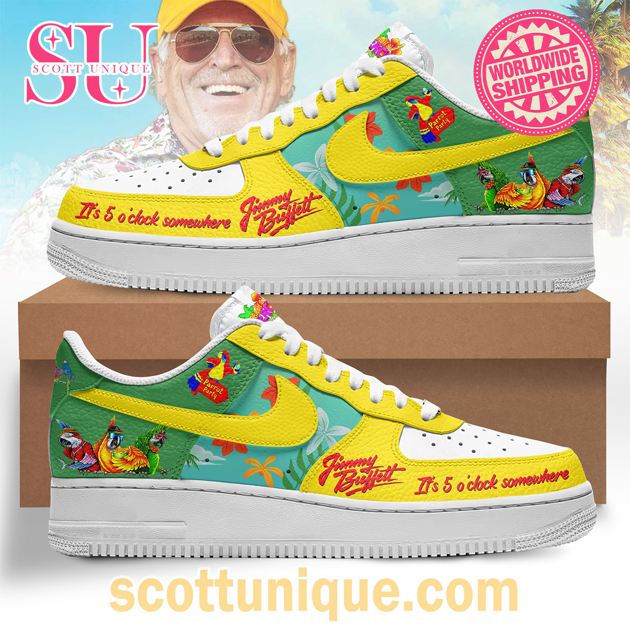 New Summer Aloha Jimmy Buffett Premium Air Force 1 Shoes