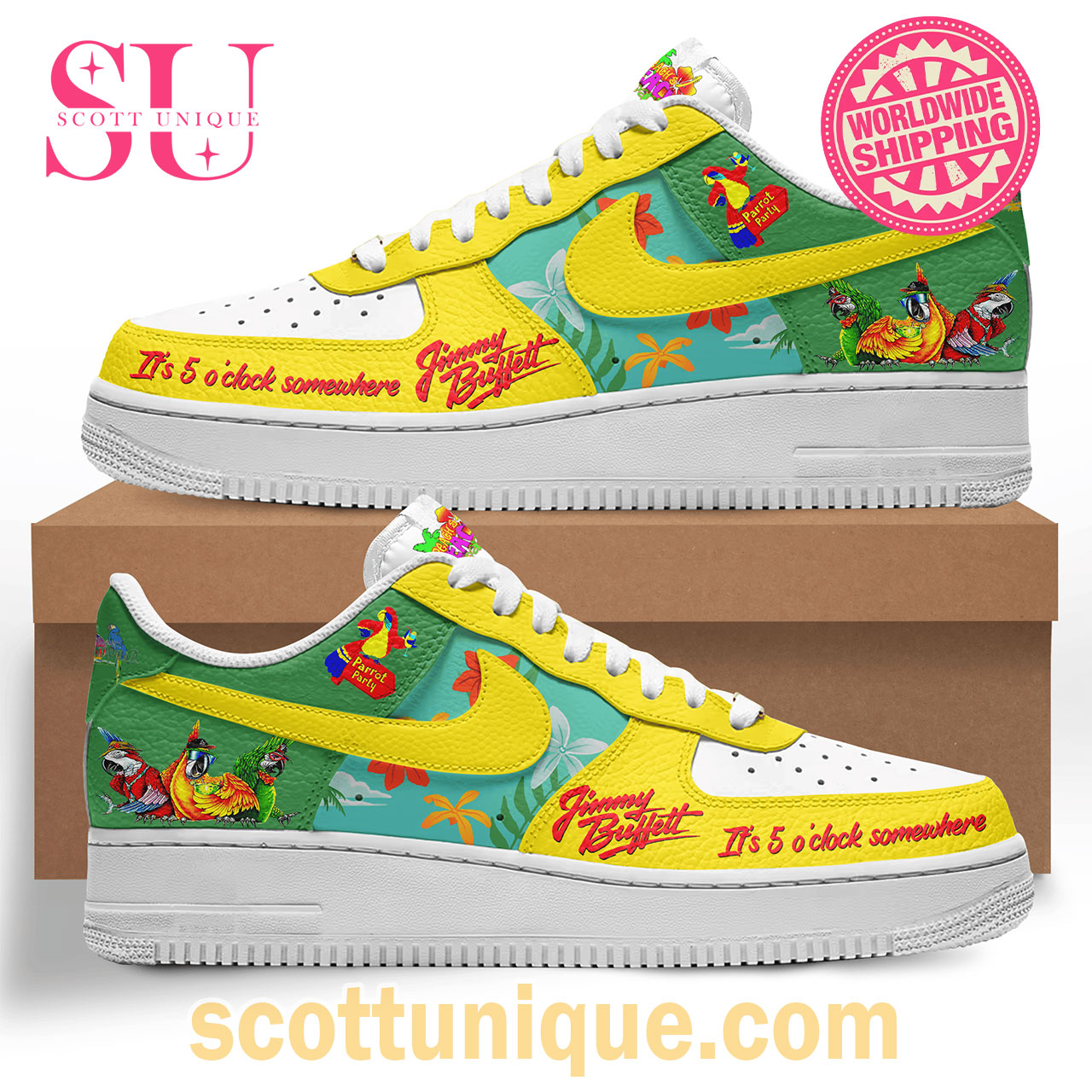 New Summer Aloha Jimmy Buffett Premium Air Force 1 Shoes