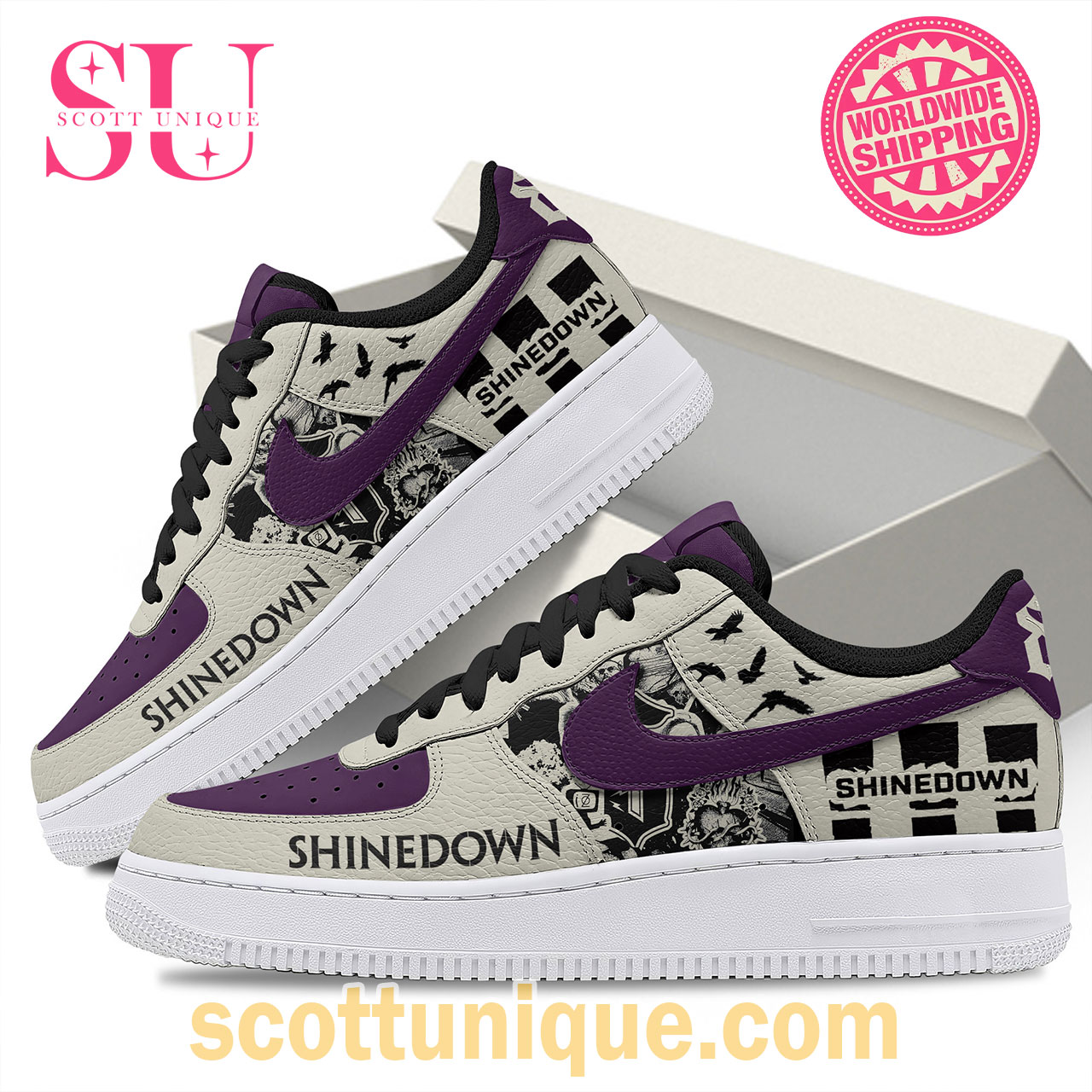Shinedown Band Violet Premium Nike Air Force 1 Shoes