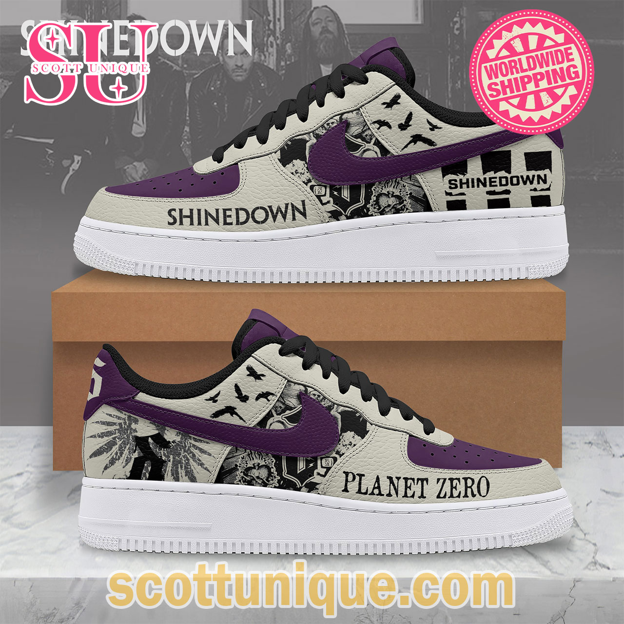Shinedown Band Violet Premium Nike Air Force 1 Shoes