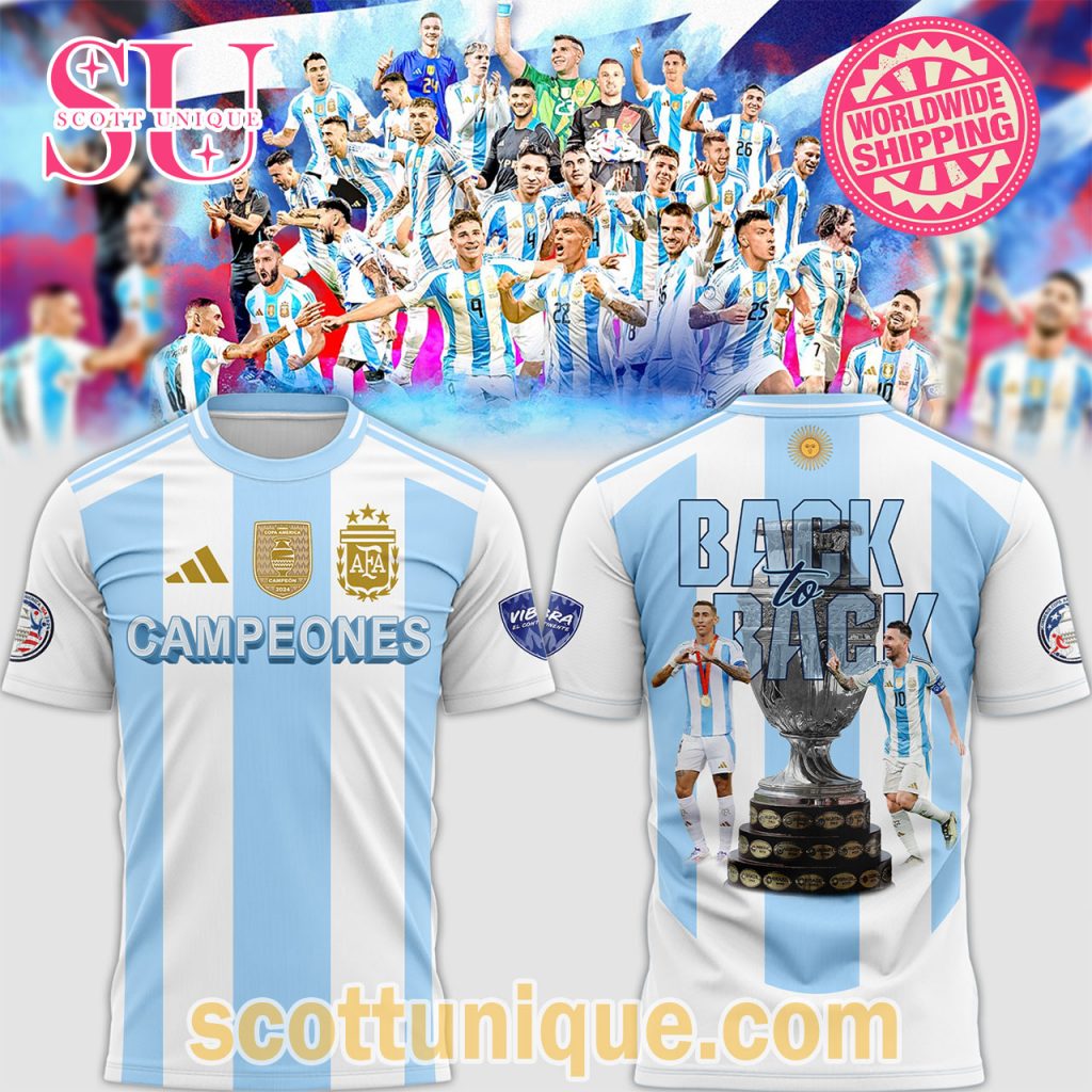 Argentina Football Champions Copa America Messi & Di Maria T Shirt Argentina Football Champions Copa America Messi & Di Maria T Shirt