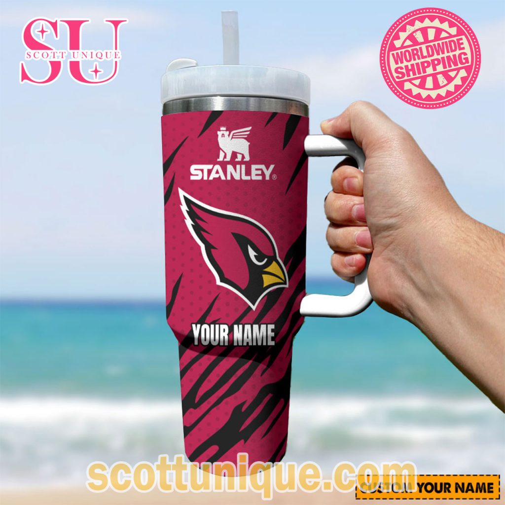 Arizona Cardinals NFL Stripes Custom Stanley Tumbler Arizona Cardinals NFL Stripes Custom Stanley Tumbler