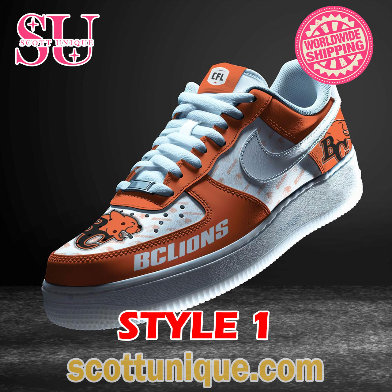 BC Lions CFL Nike Air Force 1 Shoes
