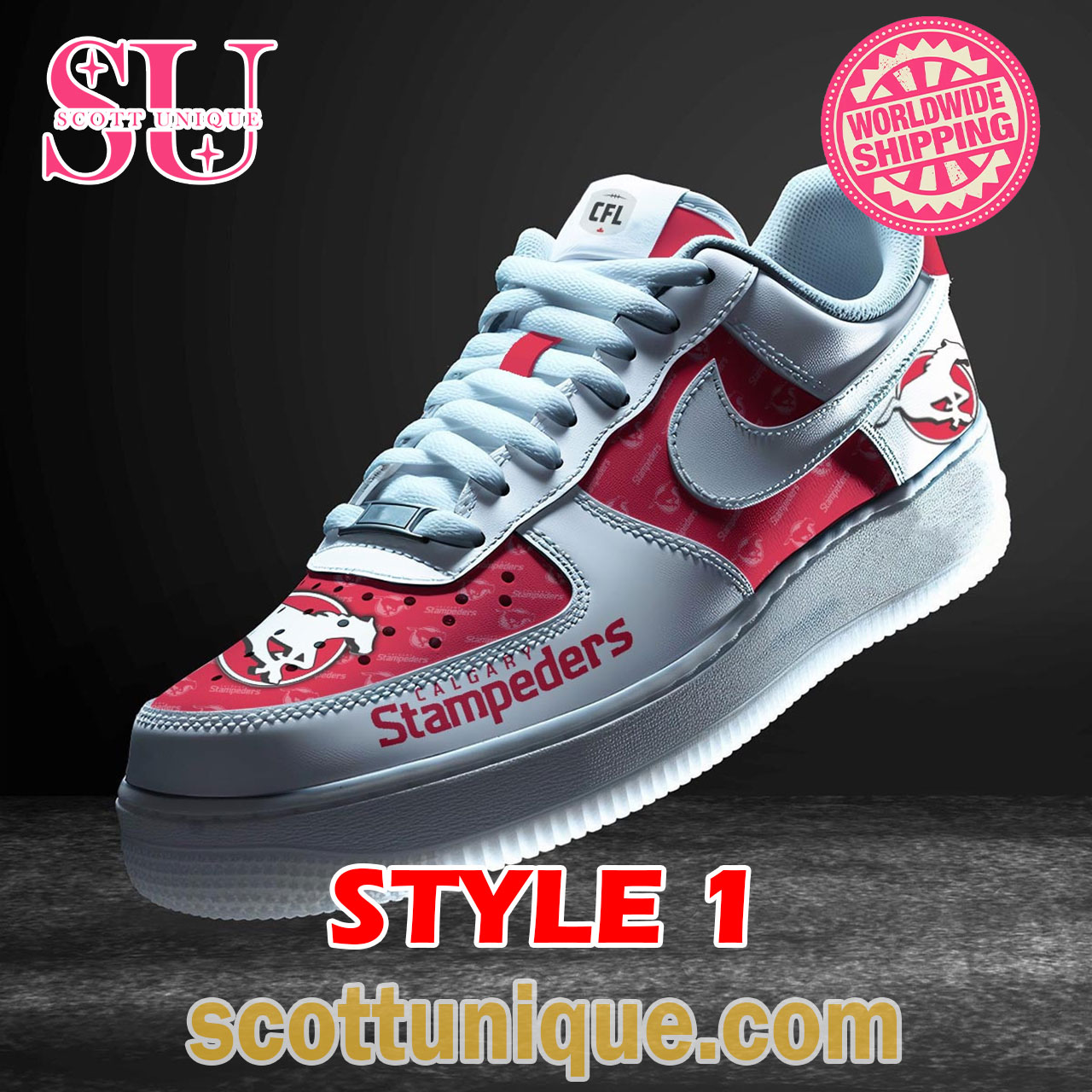 Calgary Stampeders CFL Nike Air Force 1 Shoes