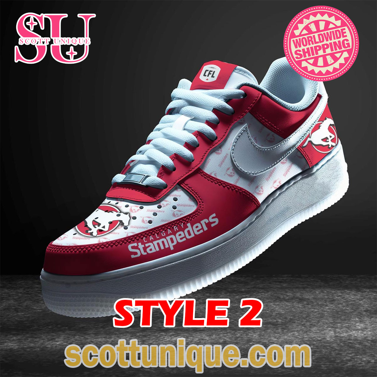 Calgary Stampeders CFL Nike Air Force 1 Shoes